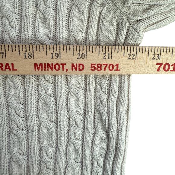 Izod Quarter 1/4 Zip Sweater Men's Size XL Ivory Cream Cable Knit 100% Cotton - Picture 5 of 8